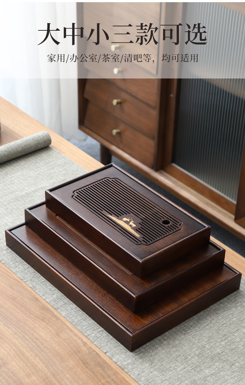 Wholesale of household small water storage trays, draining tea tables, simple rectangular bamboo tea sets, large and small sizes pic 19