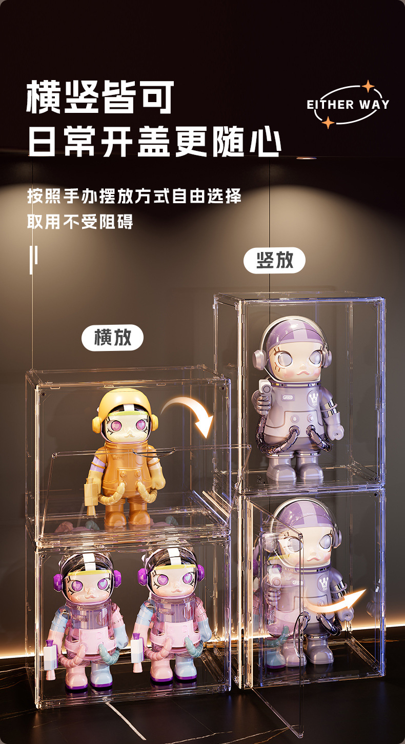 单体展示盒套装盲盒手办彩色收纳防尘展示手办透明防尘收纳盒严选详情9