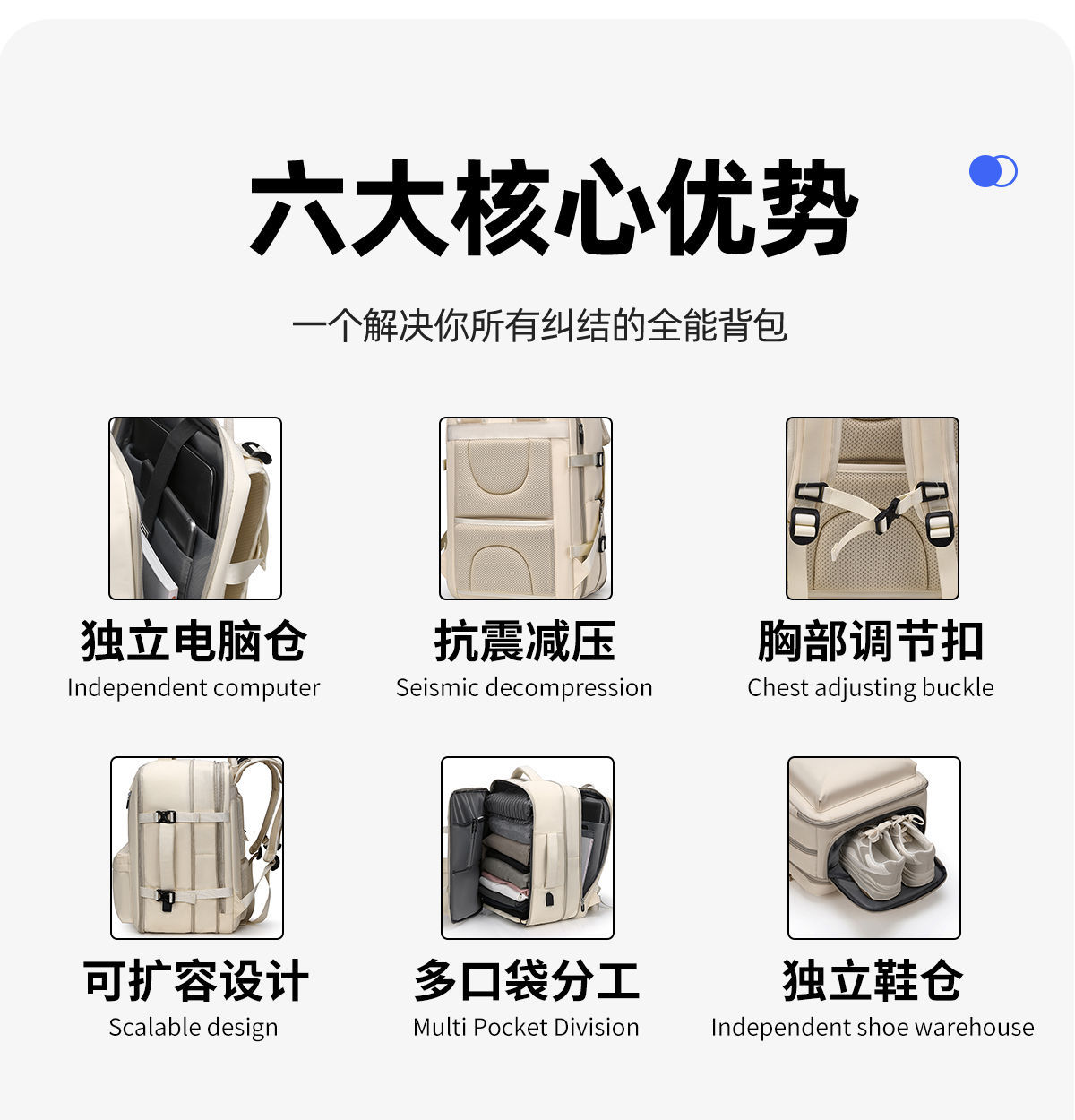 跨境时尚男士双肩包高级感大容量女背包潮旅行轻便书包防水电脑包详情9