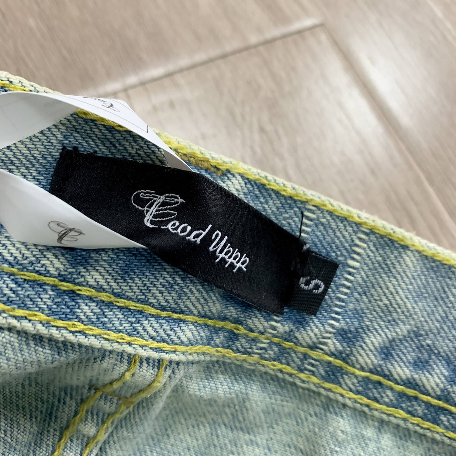 高货 冰蓝517风格水洗做旧猫须复古cleanfit直筒微喇男女牛仔长裤详情19