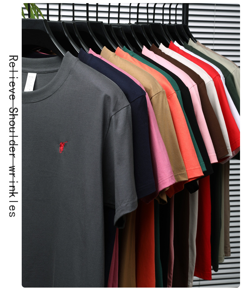 跨境纯棉绣花短袖男士t恤2025夏季新款休闲透气圆领半袖薄款体恤详情26