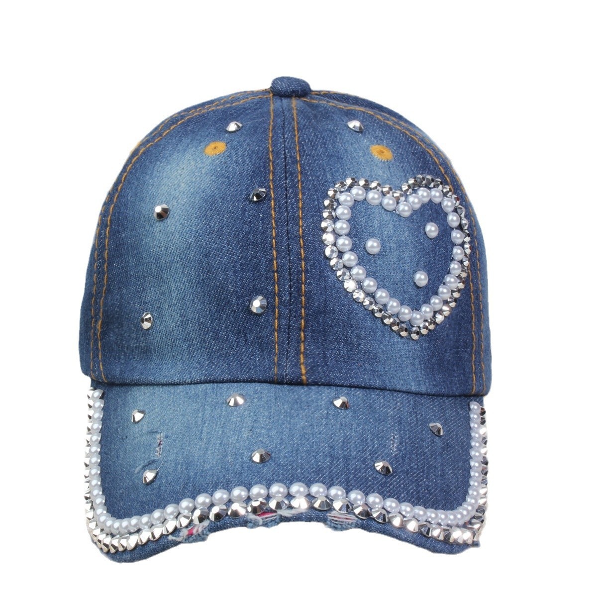 牛仔镶钻棒球帽弯檐男帽女帽百搭款遮阳鸭舌帽夏季休闲百搭帽子详情7