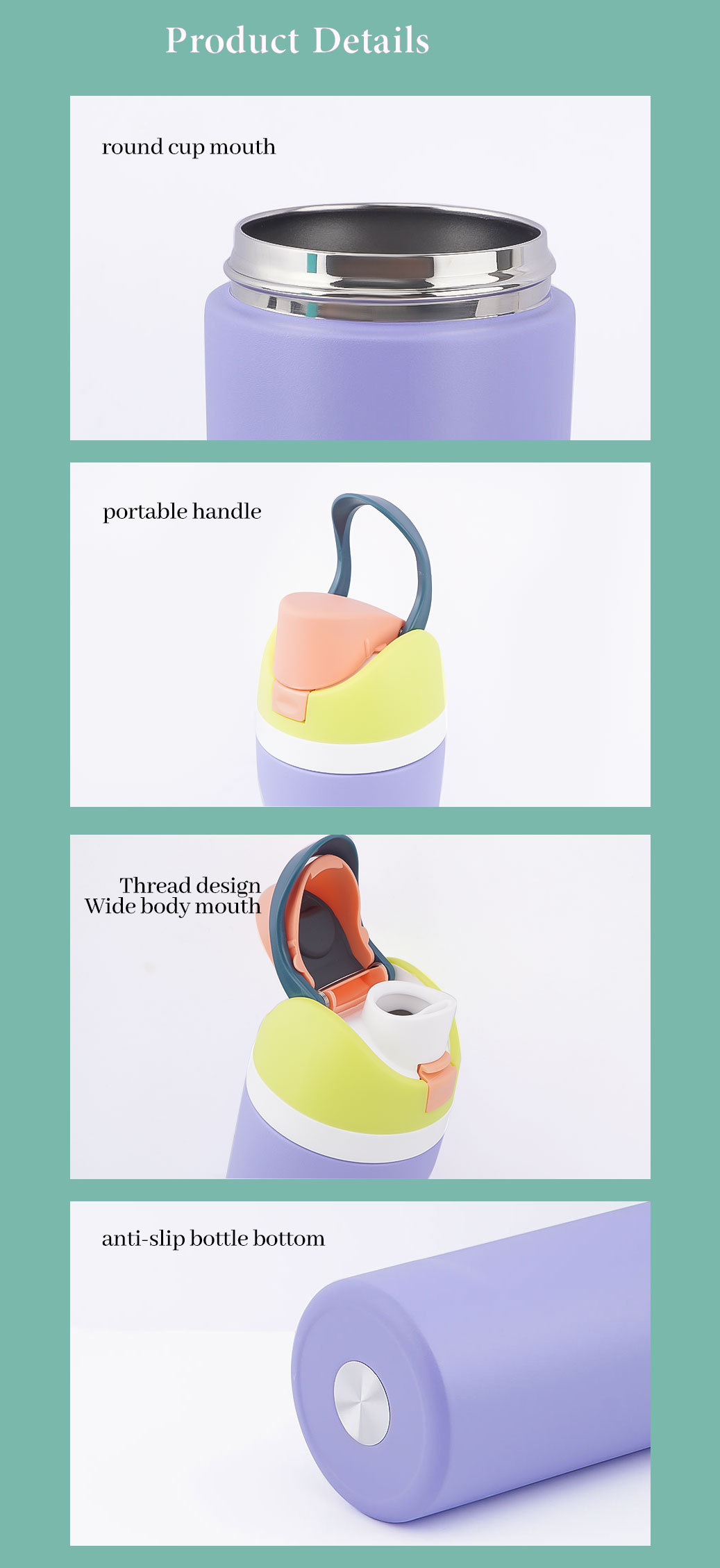 跨境热销304不锈钢户外运动便携式直身双层真空保温杯定 制批发详情7