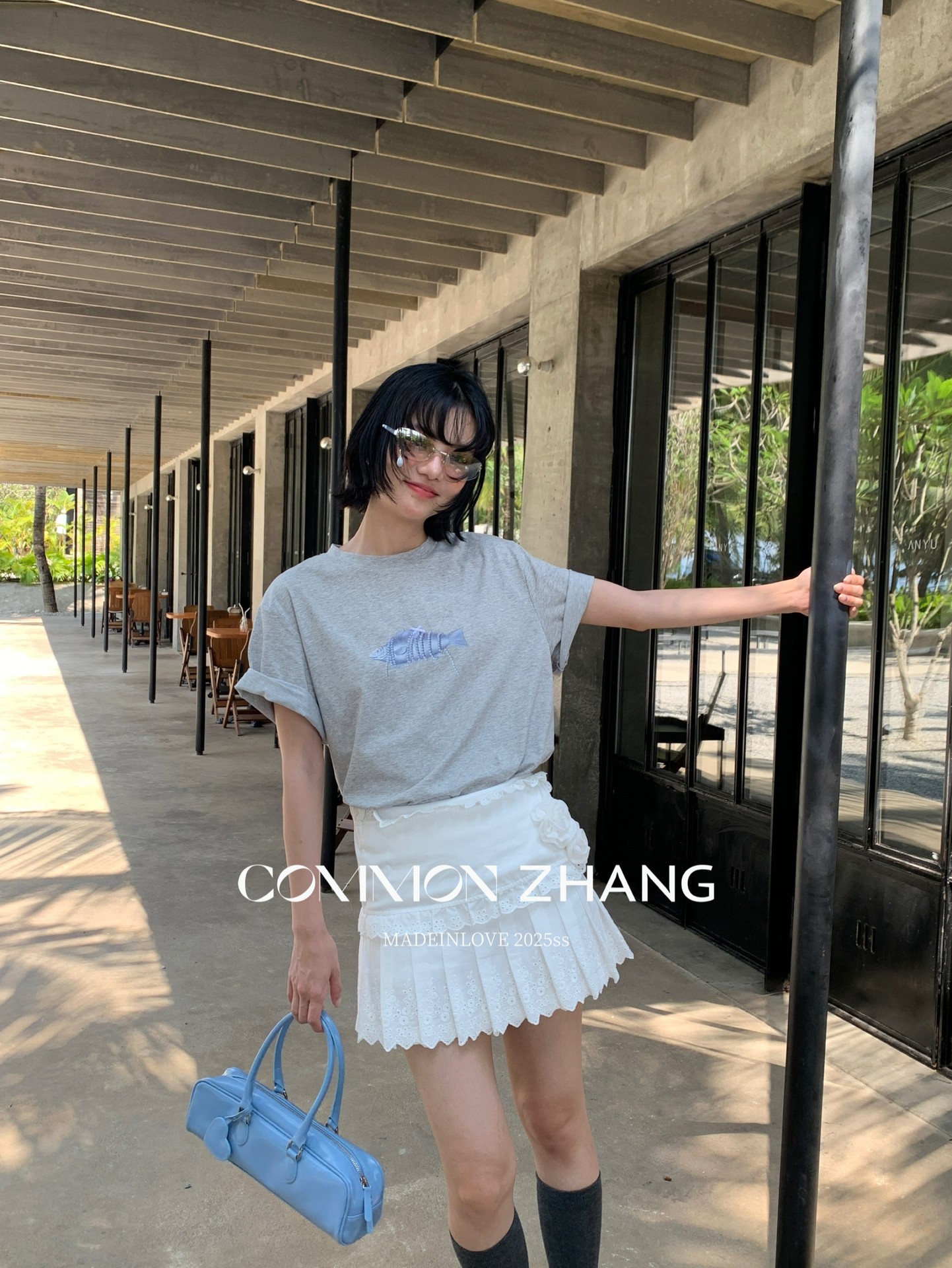 CZ ZHANG Summer Korean style laid-back casual simple printed shoulder loose round-neck short-sleeved T-shirt for women B20777 pic 23