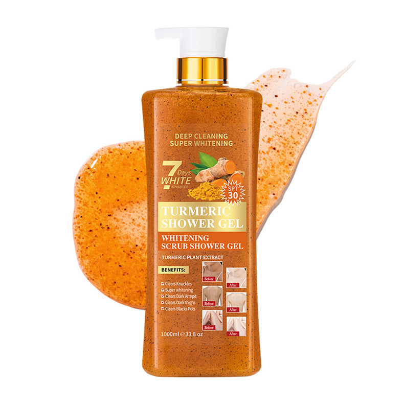 Foreign trade WWP Papaya Scrub Body Wash with Long-lasting Fragrance, Large Bottle Exfoliating Cross-border Turmeric Body Wash 1000ml pic 14