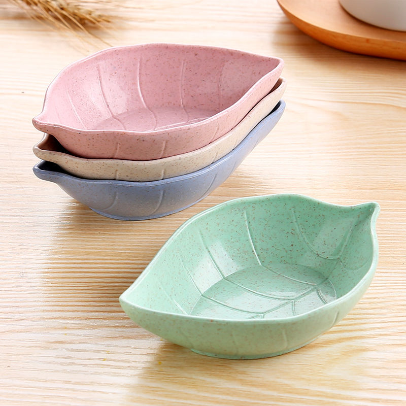 家用厨房小麦秸秆调味碟创意塑料树叶形咸菜小碟子餐具蘸料小吃碟详情2