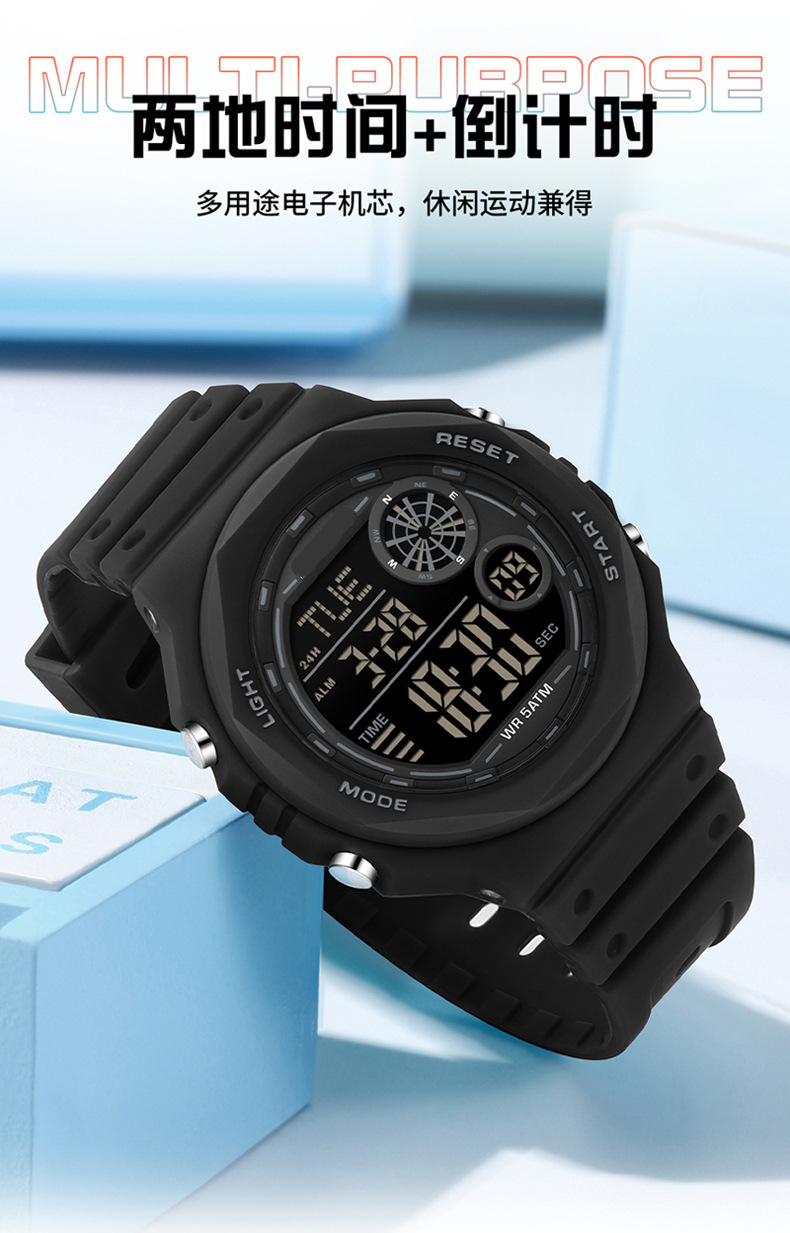 HANSHI electronic watch, multi-functional outdoor sports waterproof watch for teenagers and students, diving watch pic 3