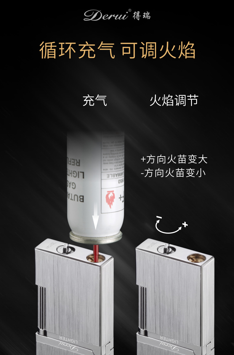 DR2030复古朗声打火机经典钢音充气砂轮明火高端礼品打火机详情11