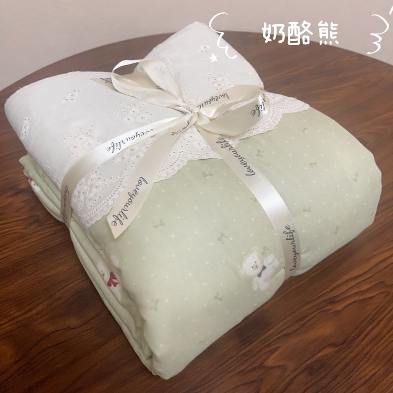 2025新款A类法式小清新双层纱水洗棉床上四件套1.8被套宿舍三件套详情8
