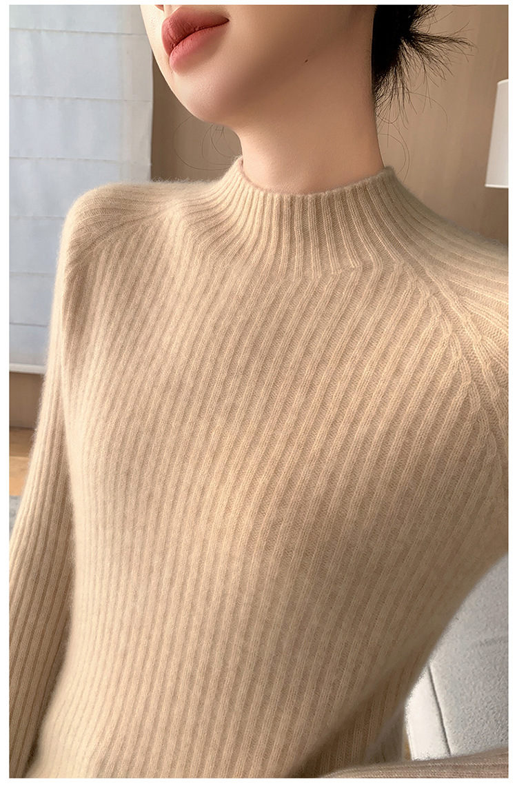 100% cashmere semi-high-neck cashmere sweater for women in autumn and winter, long-sleeved knitted base layer, thick warm sweater for women pic 23