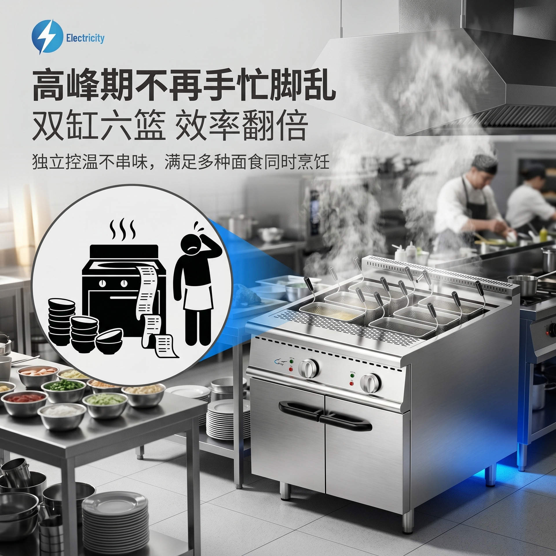 商用电热双缸意粉炉连柜座西餐煮面炉大功率煮粉机厨房用设备厂家详情4