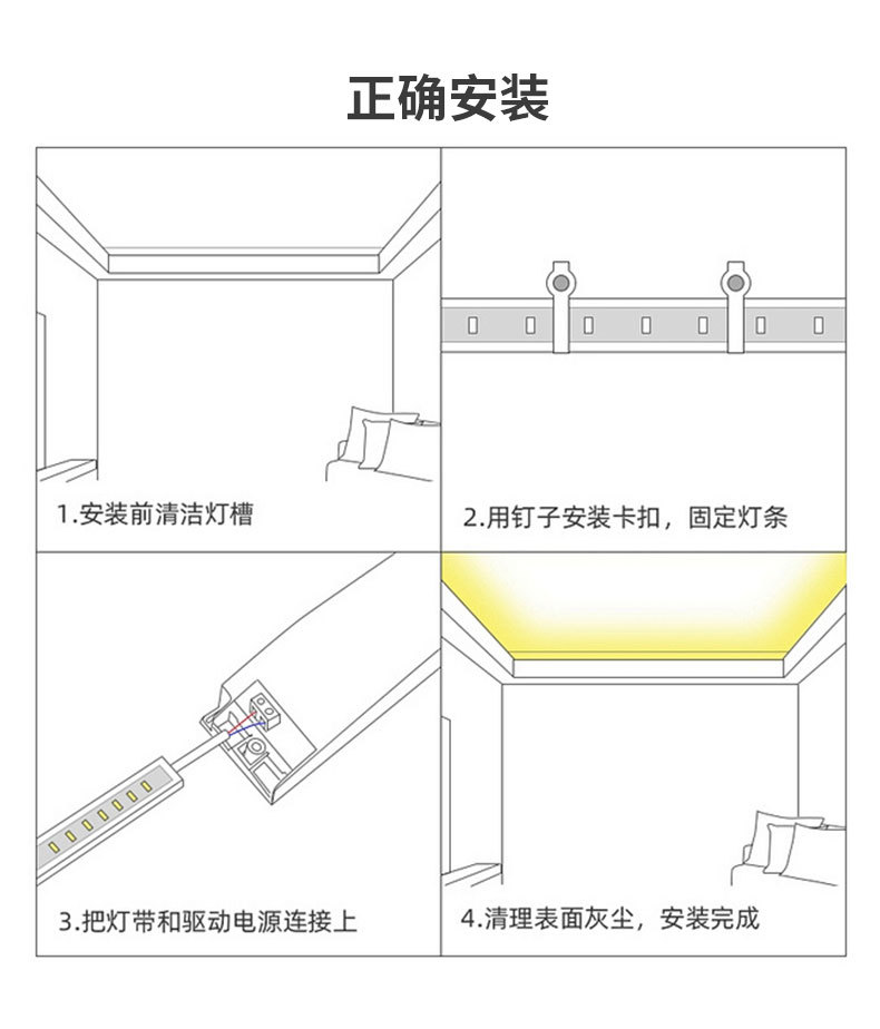 COB软灯带低压自粘高显指嵌入式线条家用客厅吊顶橱柜柔性led灯条详情12