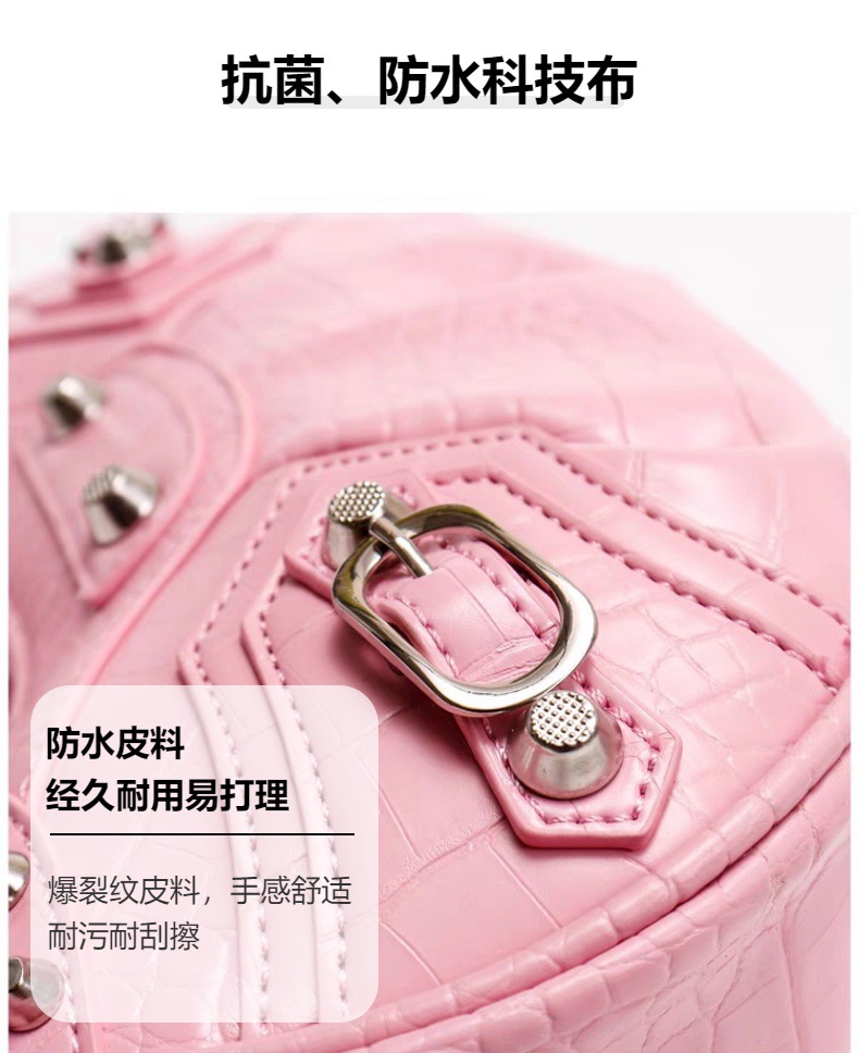 女包2025新款机车包腋下包辣妹包铆钉流苏三合一褶皱包单肩斜挎包详情5