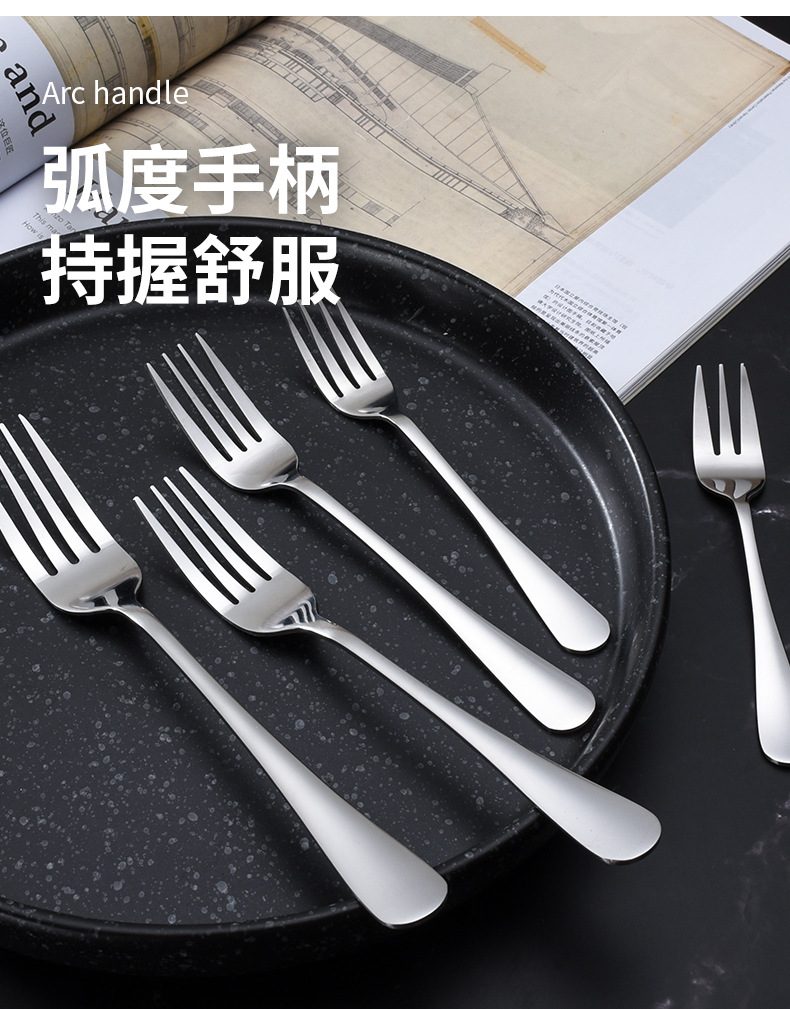 1010不锈钢勺子餐叉咖啡甜品勺长柄家用西餐酒店餐厅网红韩式汤勺详情13