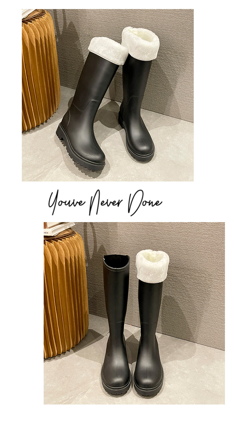 跨境时尚高筒雨鞋女保暖厚底韩版百搭防水靴外穿防滑厨房胶鞋女士详情19