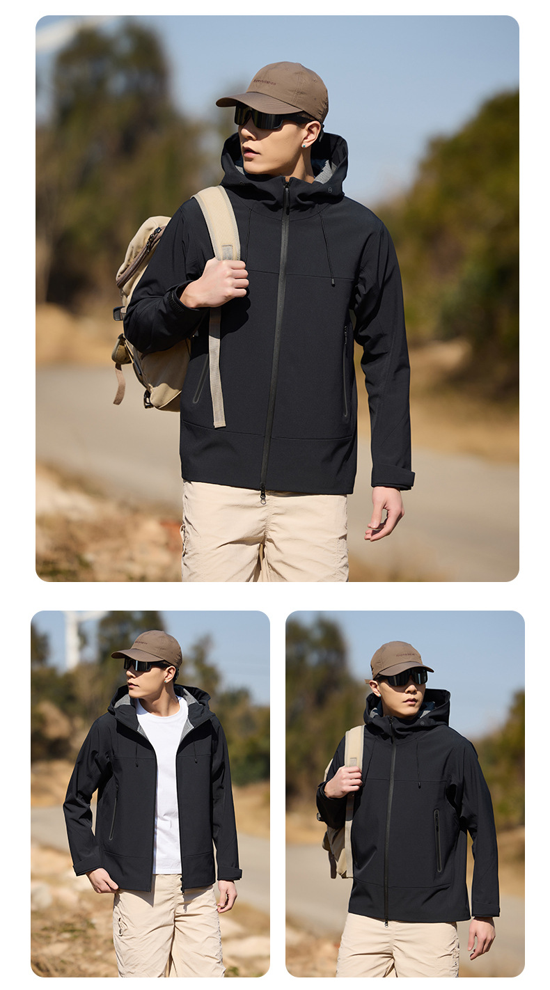 鸟家高端户外软壳冲锋衣男情侣款钓鱼防水外套山系徒步登山服团购详情15