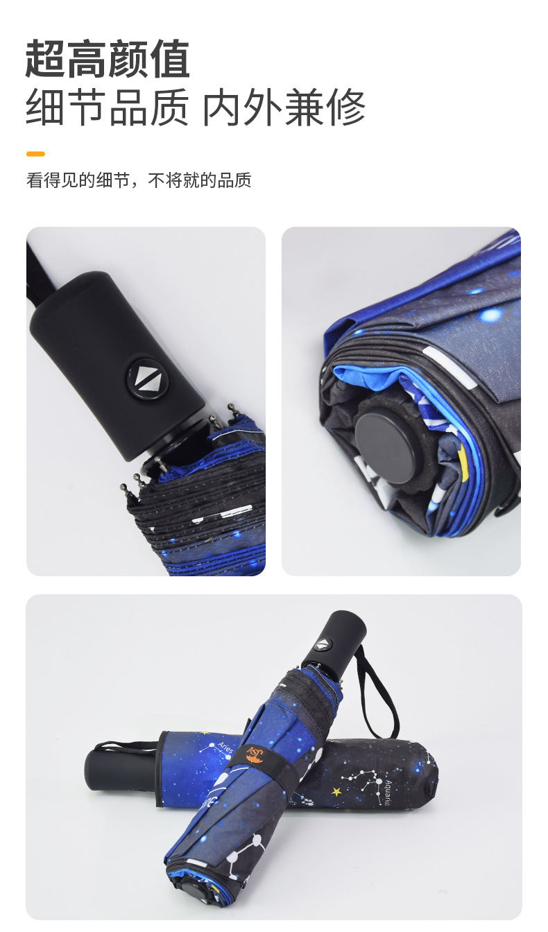 Fully automatic 8-bone outdoor umbrella, all-weather umbrella, umbrella for sun protection, automatic black rubber umbrella, folding umbrella pic 32