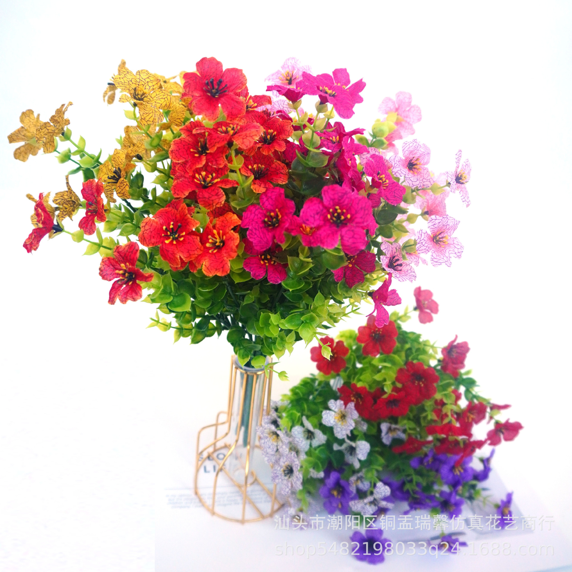 跨境亚马逊TEMU尤加利紫罗兰丝印布花仿真花婚庆户外装饰假花摆件详情25