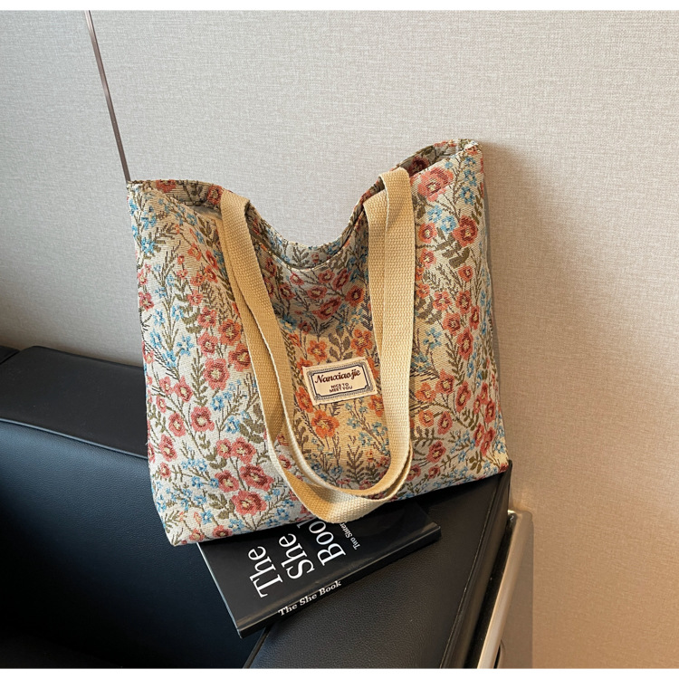 大容量帆布包包2024新款潮时尚百搭单肩手提袋子ins学生上课包女详情11