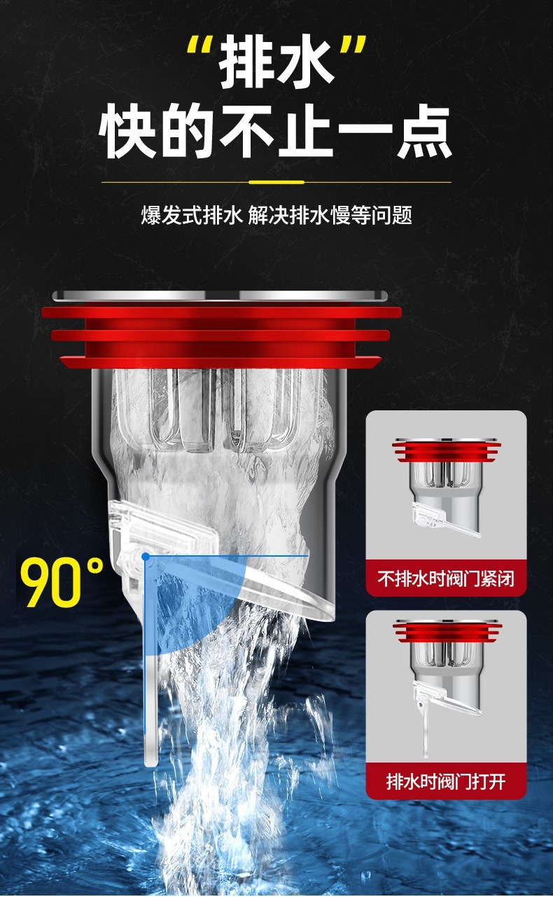 不锈钢地漏通用防臭排水装置地漏网毛发过滤网详情11