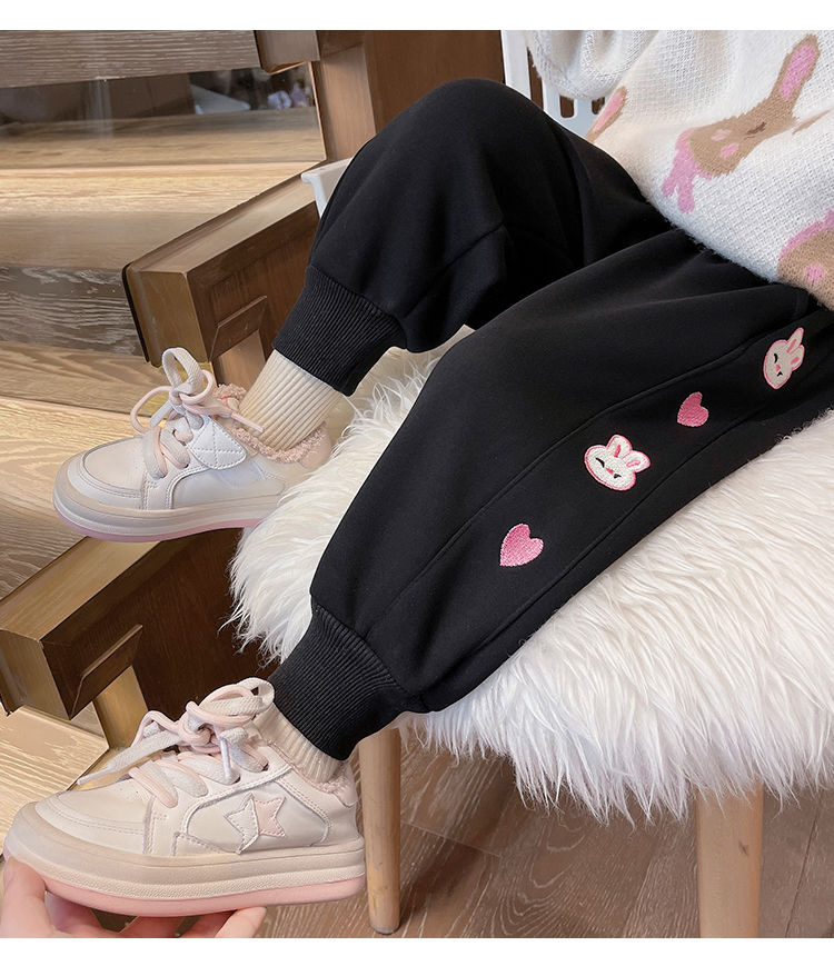 女童加绒裤子秋冬季2023新款运动裤中小童加厚休闲裤冬款儿童卫裤详情19