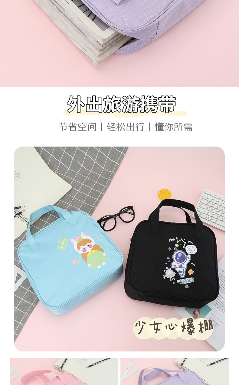 日韩卡通大号便当包可爱ins风野餐保温包学生手提便当袋饭袋详情6