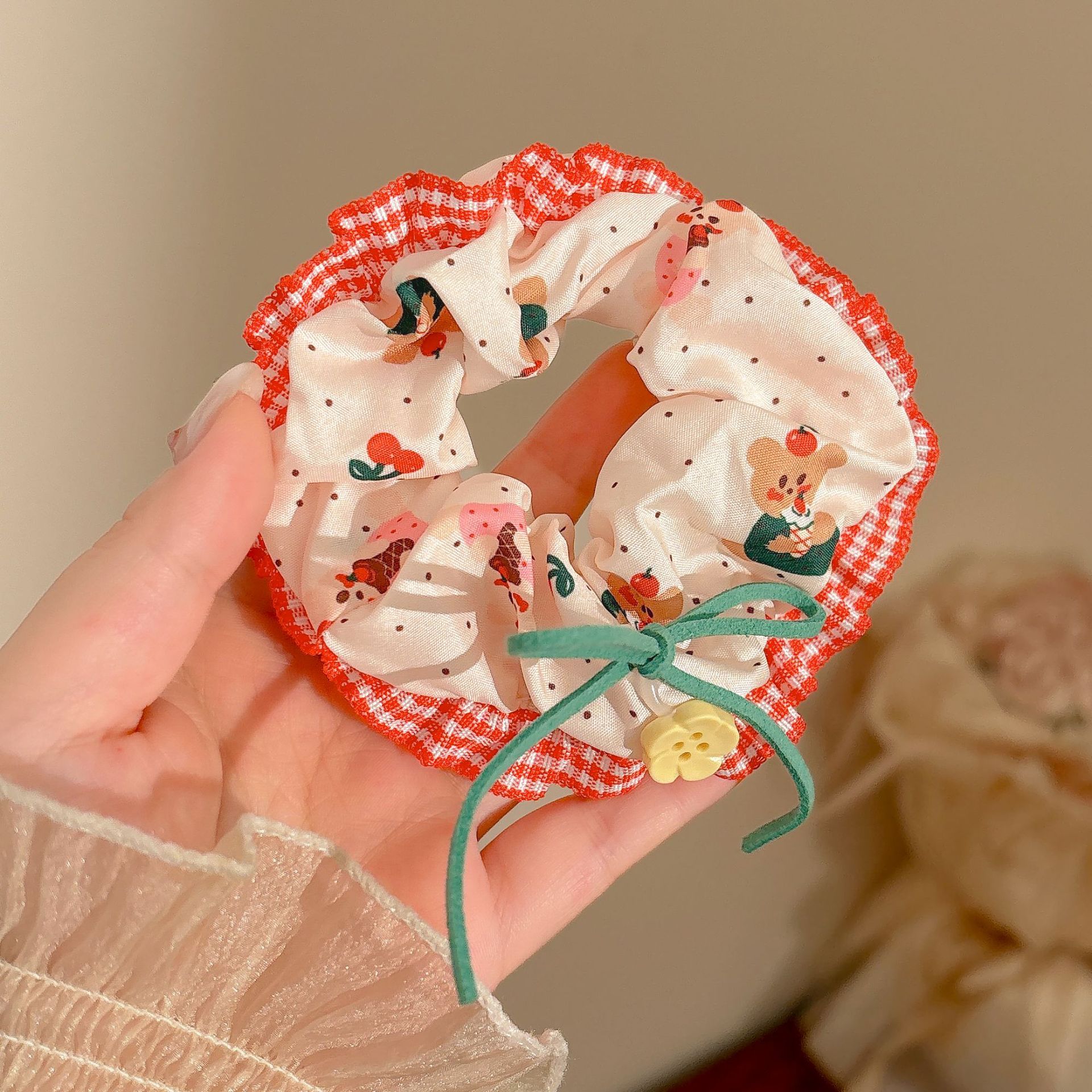 韩系温柔蕾丝花边大号发圈女高级感扎头发皮筋头绳发饰头饰详情5