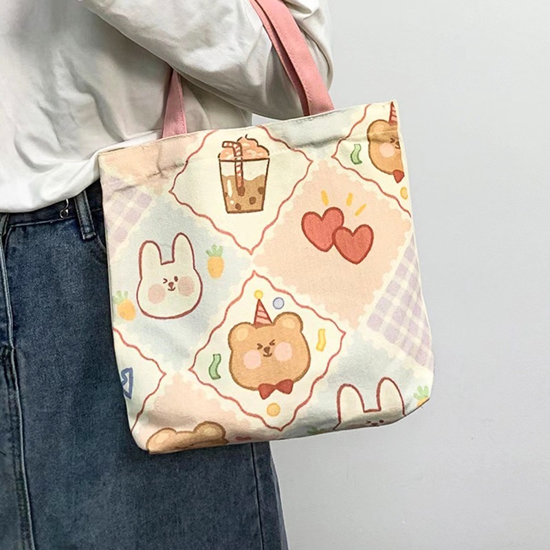 This cartoon and cute ins-style portable and artistic handbag is a must-have for shopping and strolling pic 12