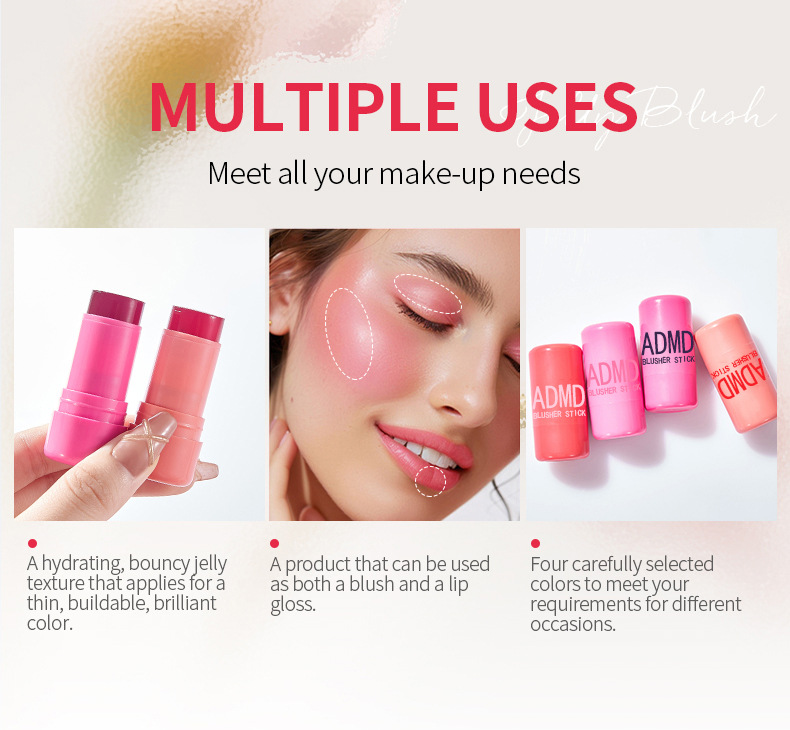 【跨境专供】ADMD果冻腮红棒唇颊两用显嫩提气色修饰脸部腮红棒详情16