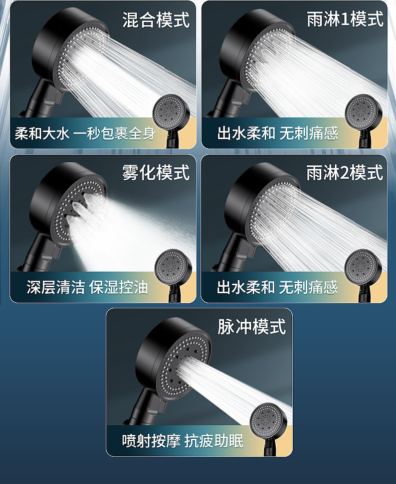 德国增压手持淋浴花洒喷头支架浴室热水器洗澡加压淋雨沐浴莲蓬头详情7