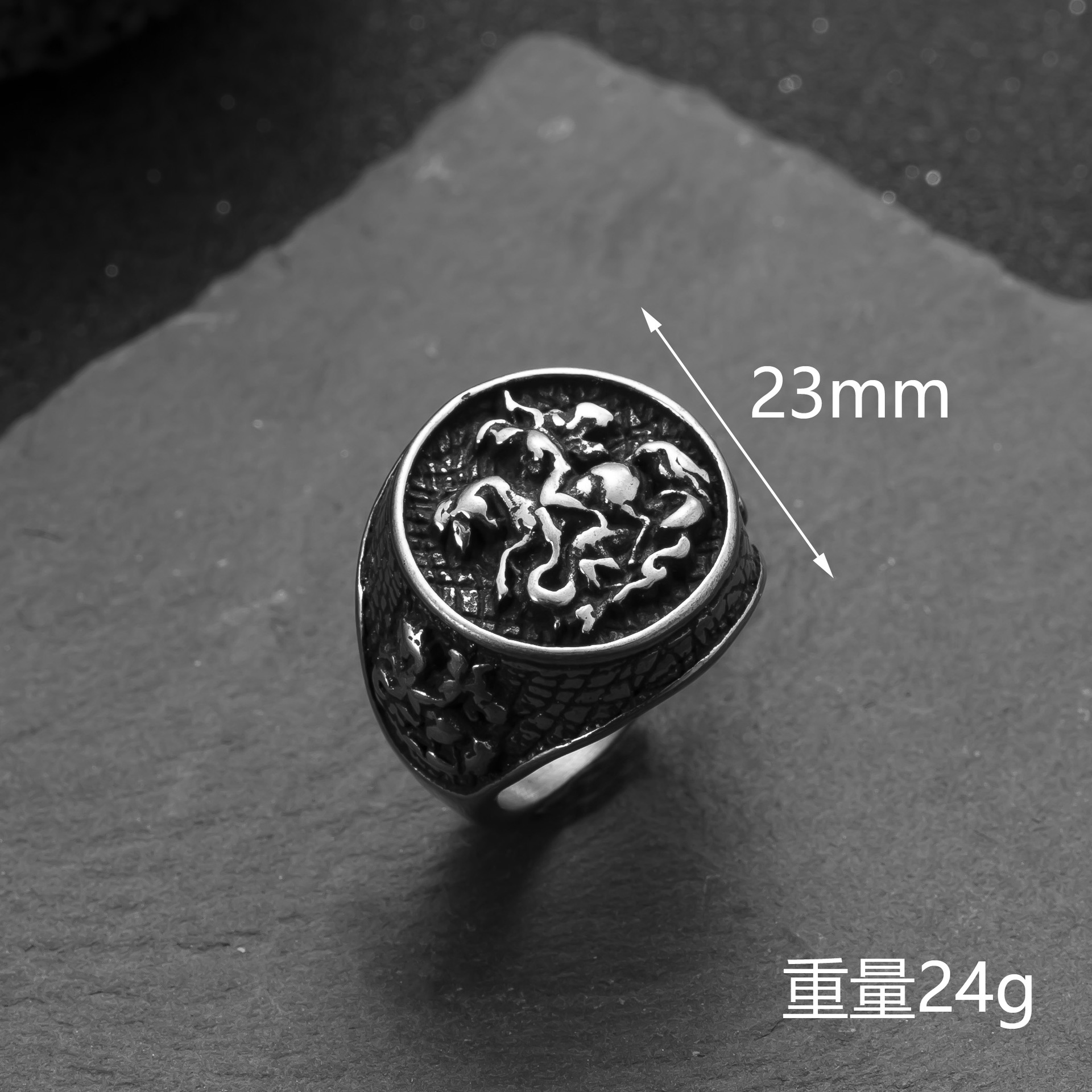 欧美跨境不锈钢戒指铸造十字架男士戒指嘻哈复古钛钢饰品批发厂家详情15