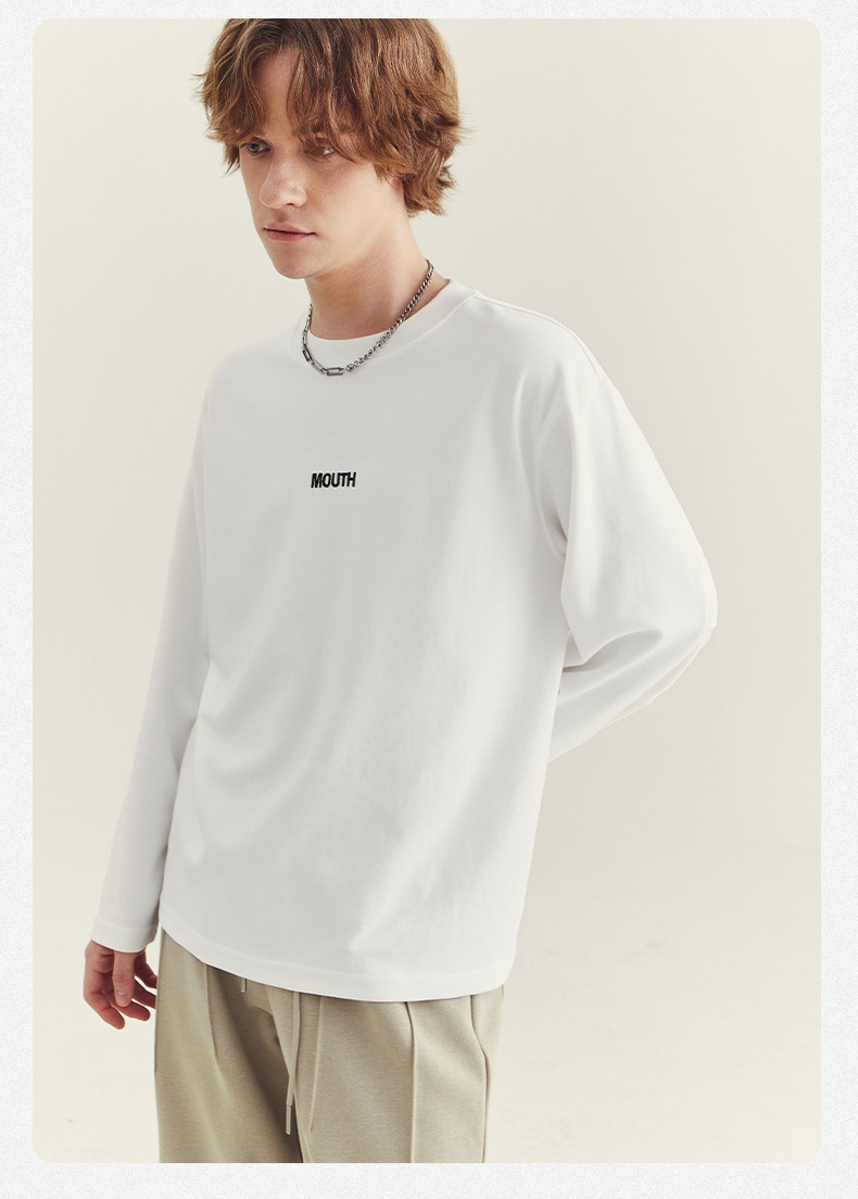 APO男装|2024秋季新款男士长袖T恤潮流宽松刺绣圆领打底衫男上衣详情17