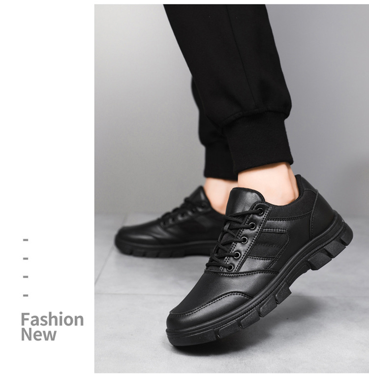 春秋黑色作训男鞋户外运动训练皮鞋低帮工装执勤鞋软底巡逻保安鞋详情13