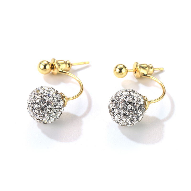 S925 Silver Needle Super Fairy Korean version Full diamond Stud earrings, small Chanel style rear hanging ball earrings, French light luxury fashion niche style pic 22