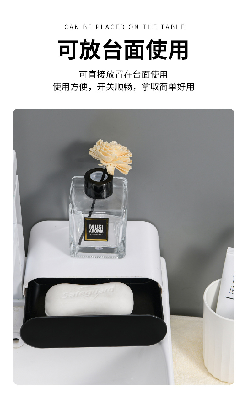 Creative multi-functional draining soap box, plastic bathroom, no-drilling, traceless storage rack, suction cup soap box pic 4