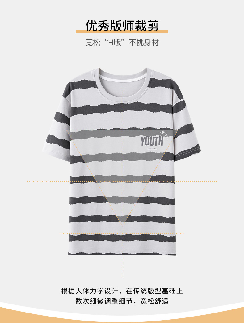 短袖长裤纯棉睡衣男士韩版宽松休闲简约夏天薄款中青年家居服套装详情6