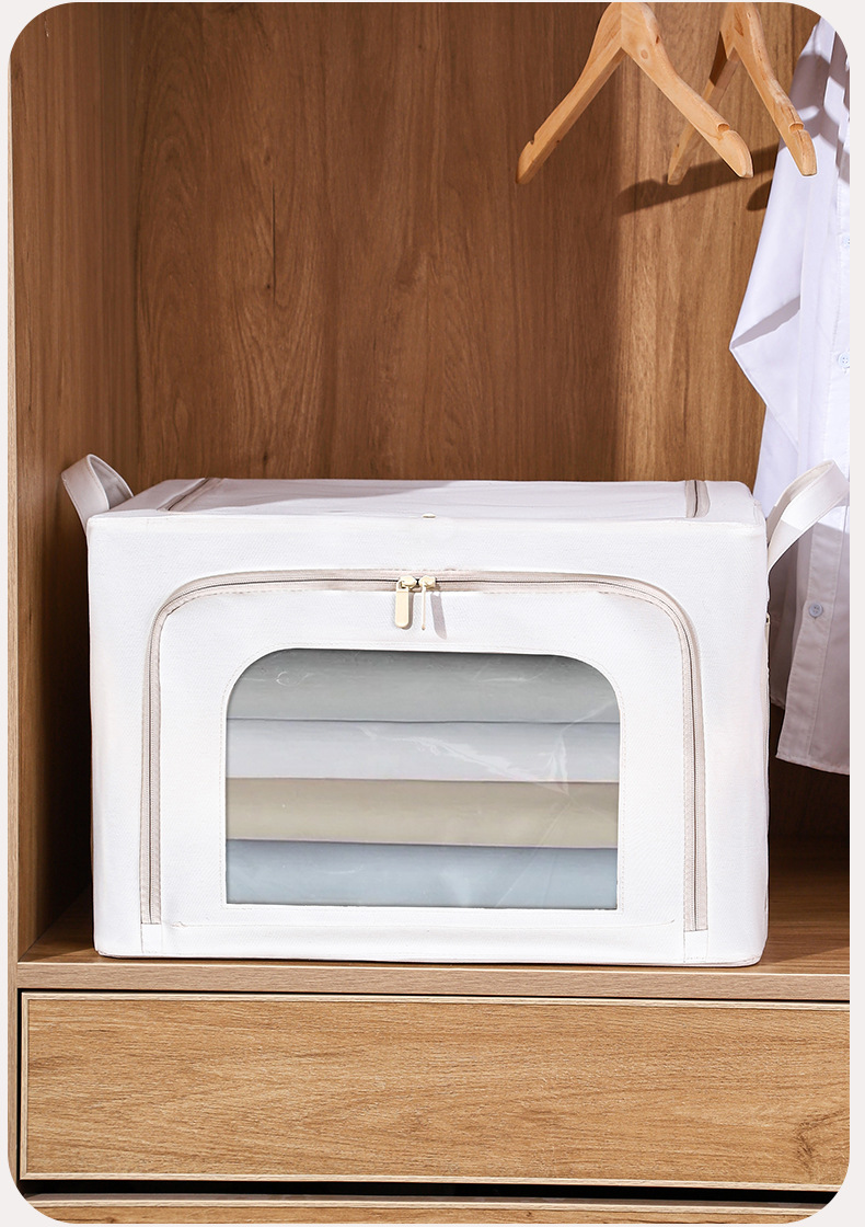 New Tianshan cotton and linen Baina box, three-window fabric folding storage box, home wardrobe, clothing storage and organization box pic 13