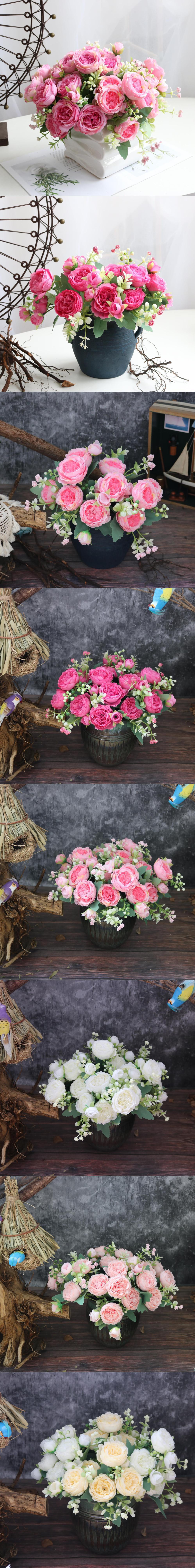 现货批发家居装饰仿真假花小把束玫瑰婚庆布置仿真5头波斯玫瑰详情17