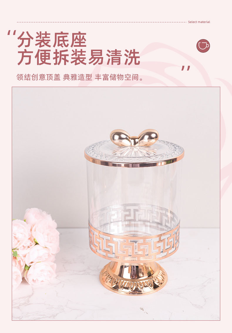 外贸商透明欧式复古高脚镀银糖果罐调料罐坚果罐轻奢欧式罐储物罐详情3