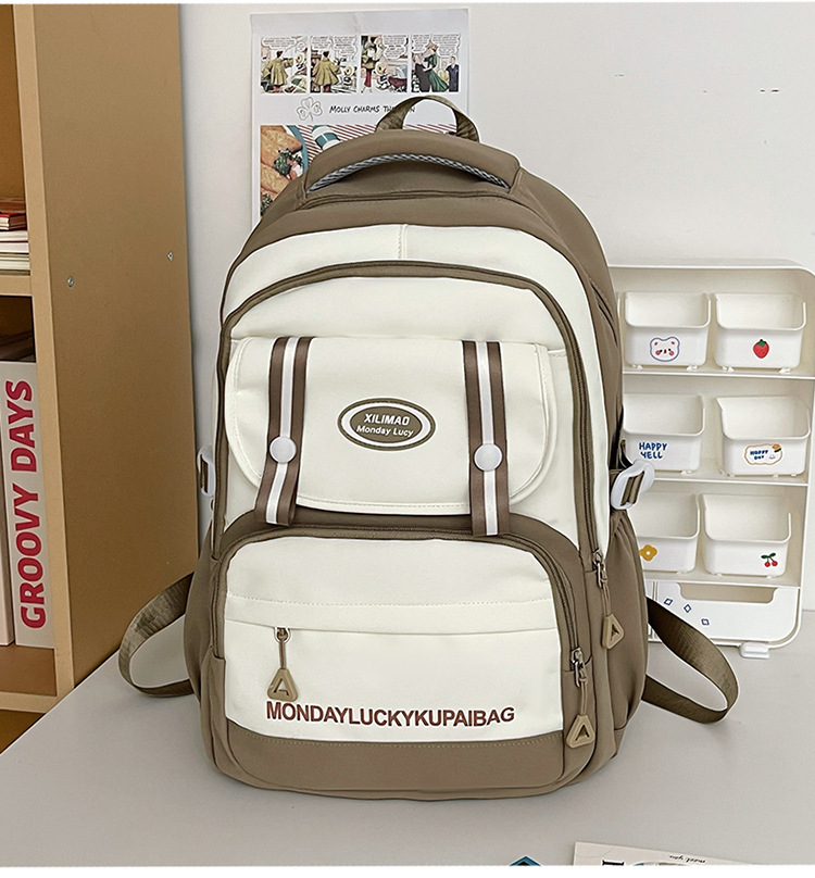 2024新款初高中学生书包小背包撞色小学生旅游出行背包简约双肩包详情15