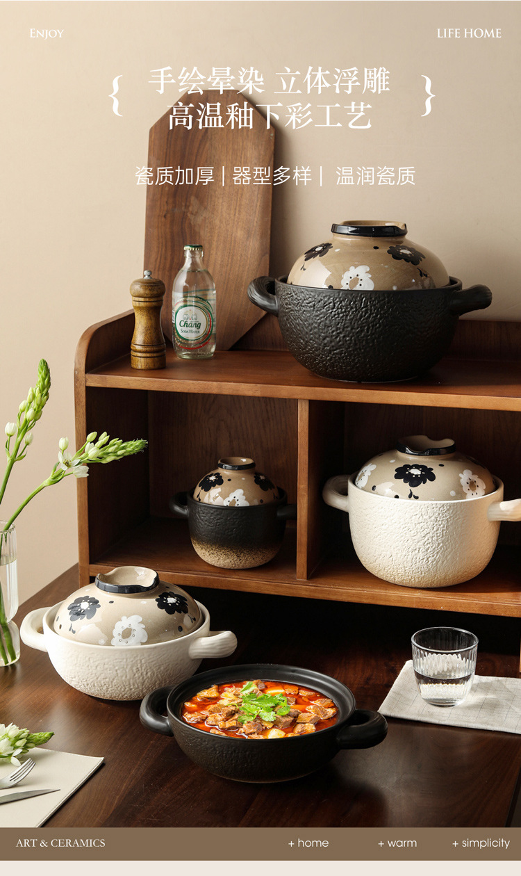 Cooking porridge 煲仔饭 dry cooking in a clay pot without cracking, gas stove special for making soup, ceramic soup pot for stewing soup, clay pot for household use pic 1