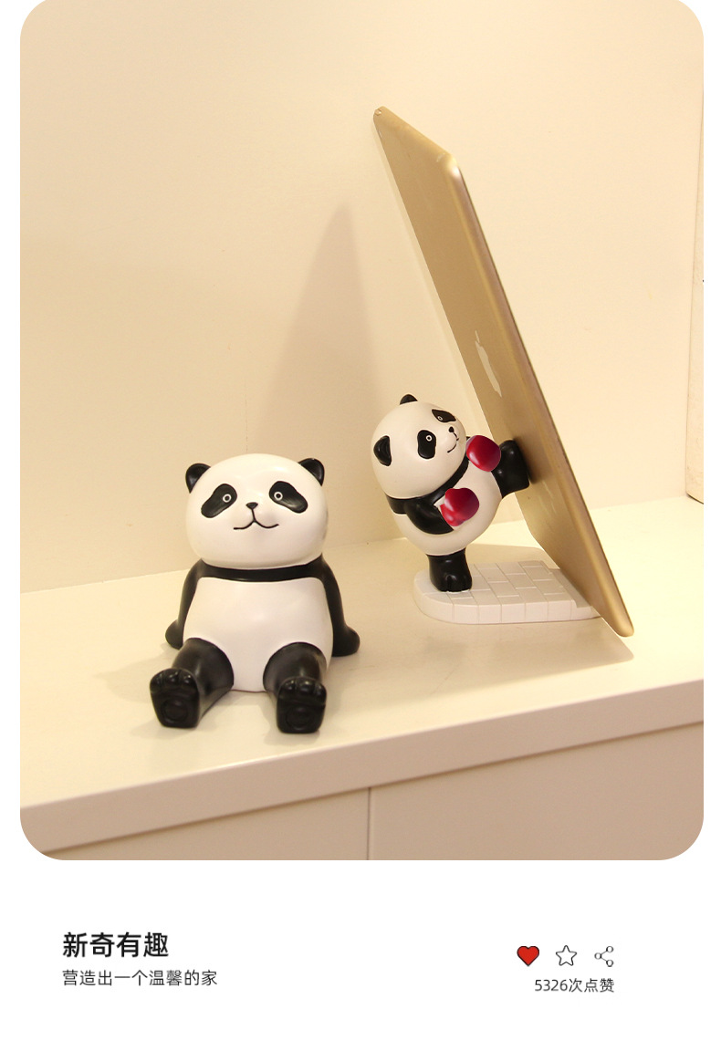 Resin handicrafts, panda phone stand ornaments, desktop office items, decorations, birthday gifts, cultural and creative gifts pic 10