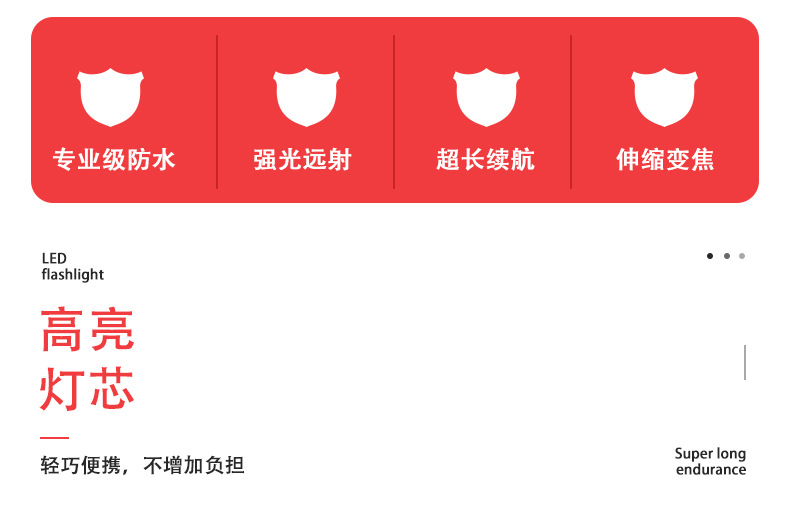 跨境新款XHP50强光手电户外防身铝合金大功率USB充电强光电筒P70详情5