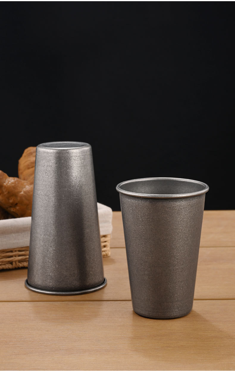 Vintage 304 stainless steel water cup, aged coffee cup, commercial beer mug, single-layer cold drink cup, anti-drop custom logo pic 13