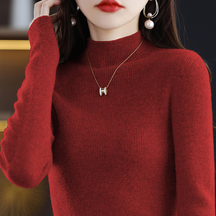Semi-high-neck sweater for women's autumn and winter 2025 new style, fitted knitted long-sleeved innerwear as a base layer pic 16