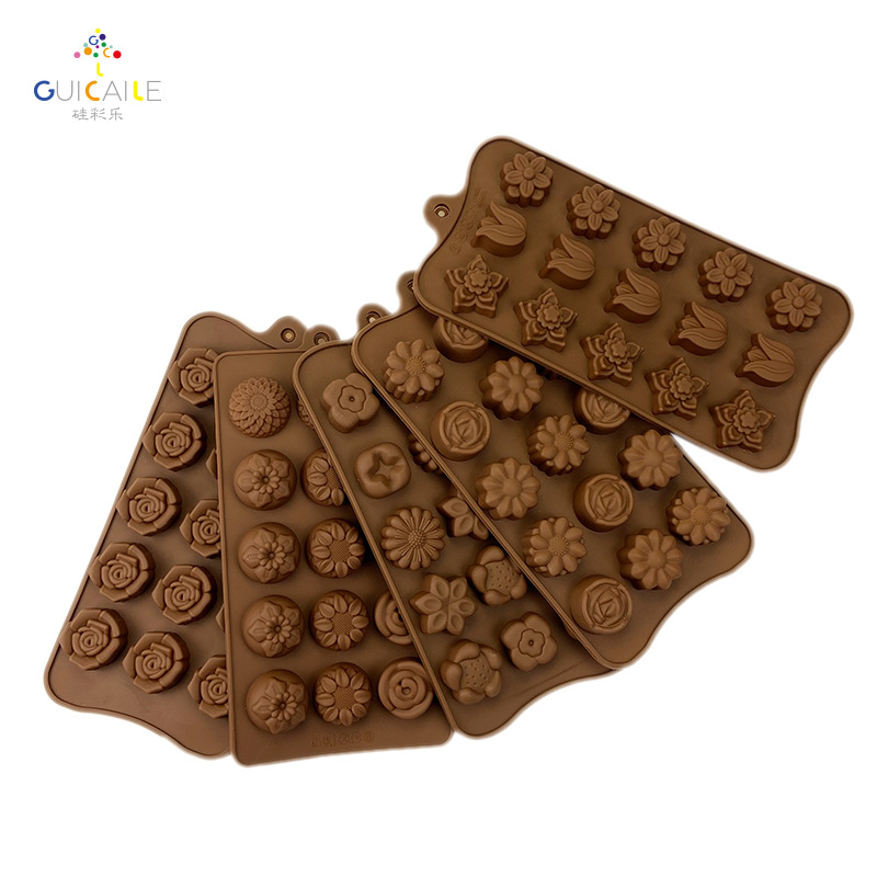 New flower-shaped chocolate silicone mold set, tulip cookie gummy diy mold, cake baking mold pic 25