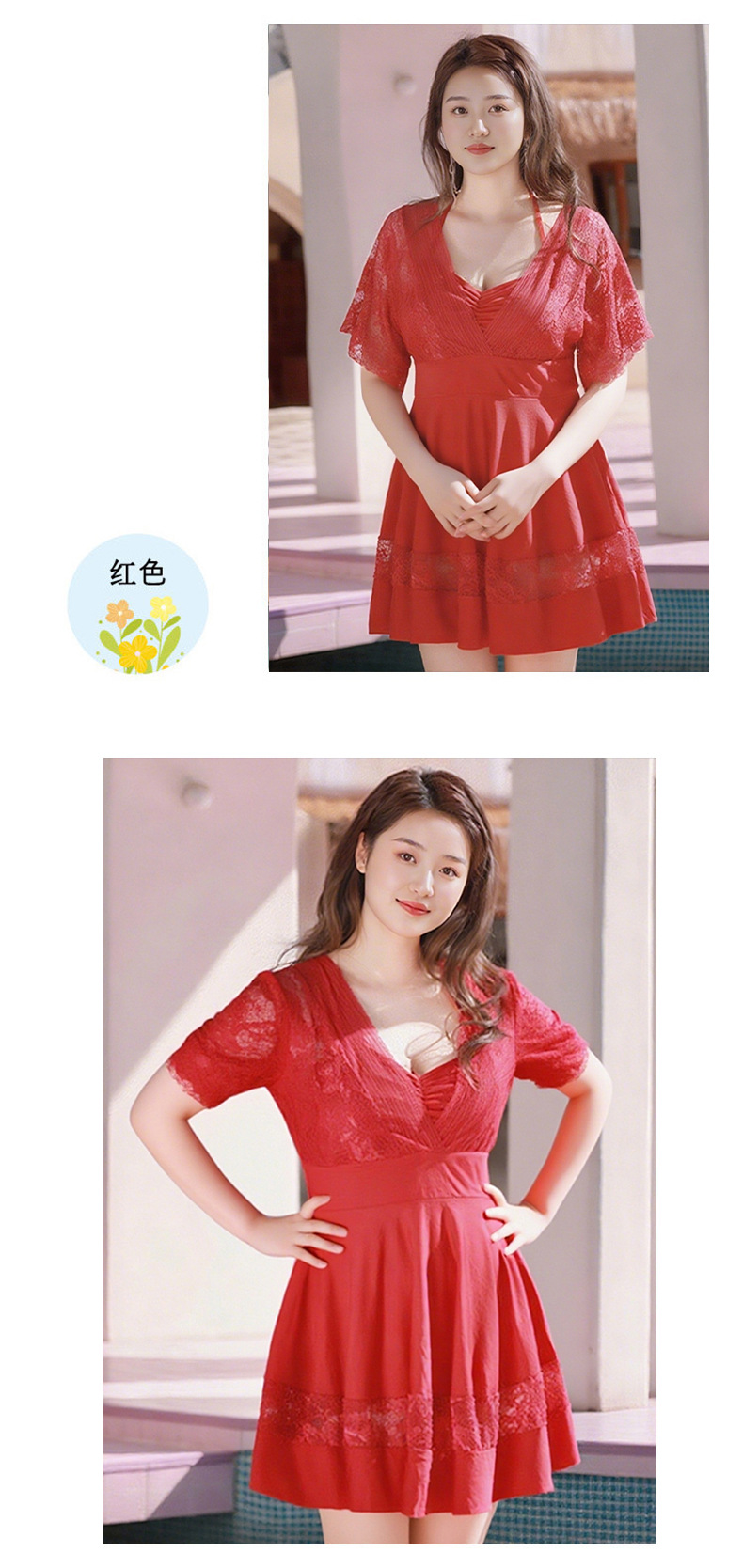 爆款特大码泳衣女200斤分体保守遮肉宽松胖mm加肥加大温泉泳装-092912详情14