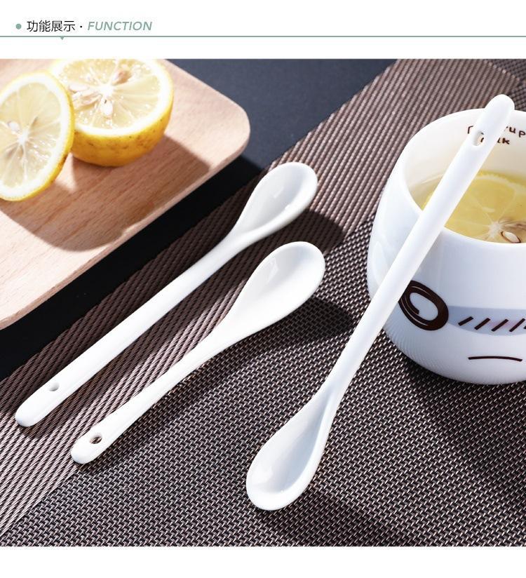 陶瓷勺子家用杯勺厨房调味小勺骨瓷婴儿长柄调羹创意搅拌咖啡勺子详情1