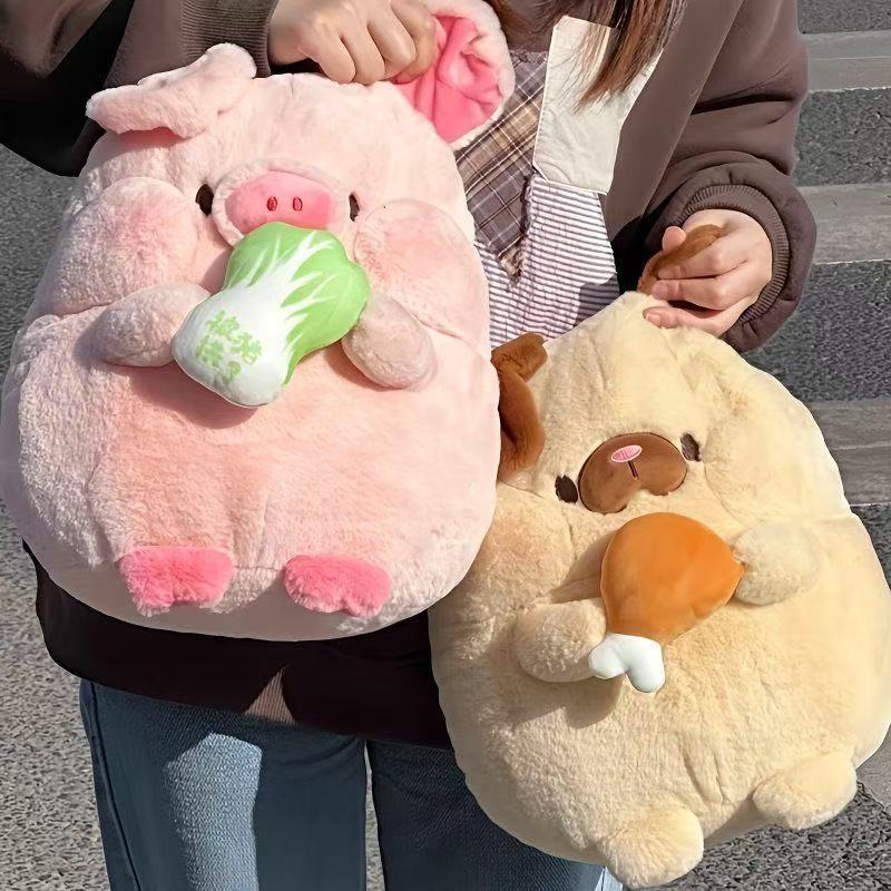 可爱毛绒玩具泰迪熊小猪月亮星星小白兔北极熊狐狸猫咪抱枕奶瓶潮流玩偶批发详情2