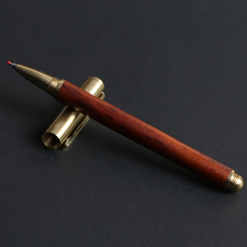 Wooden business pearl signature pen, brass solid wood pen clip, gel pen, LOGO printed, laser customized signature pen pic 19